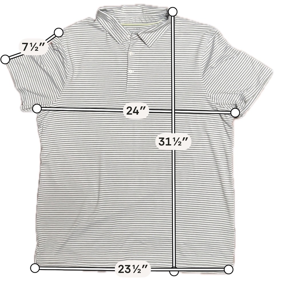 J.Crew Performance Polo Shirt Mens XXL Grey White Striped Short Sleeve Golf EUC - Picture 6 of 7